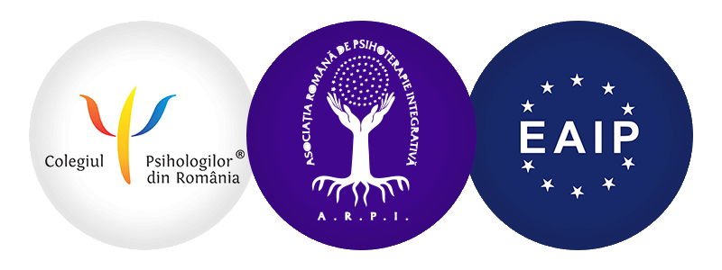 Logo colegiul psihologilor din Romania, asociatia romana de psihoterapie integrativa si EAIP.